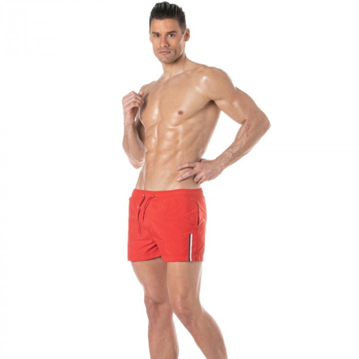 Badehosen der Marke TOF PARIS - Tof Paris Badeshorts mit dreifarbigem Streifen - rot - Ref : TOF377R