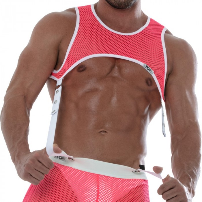 Geschirr der Marke TOF PARIS - Tof Paris Rosa Neon Mesh Harness - Ref : TOF242PF