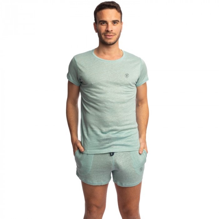 Kurze Ärmel der Marke L HOMME INVISIBLE - Nieuport Türkis - Rundhals-T-Shirt L Homme Invisible - Ref : RW32 NIE C21