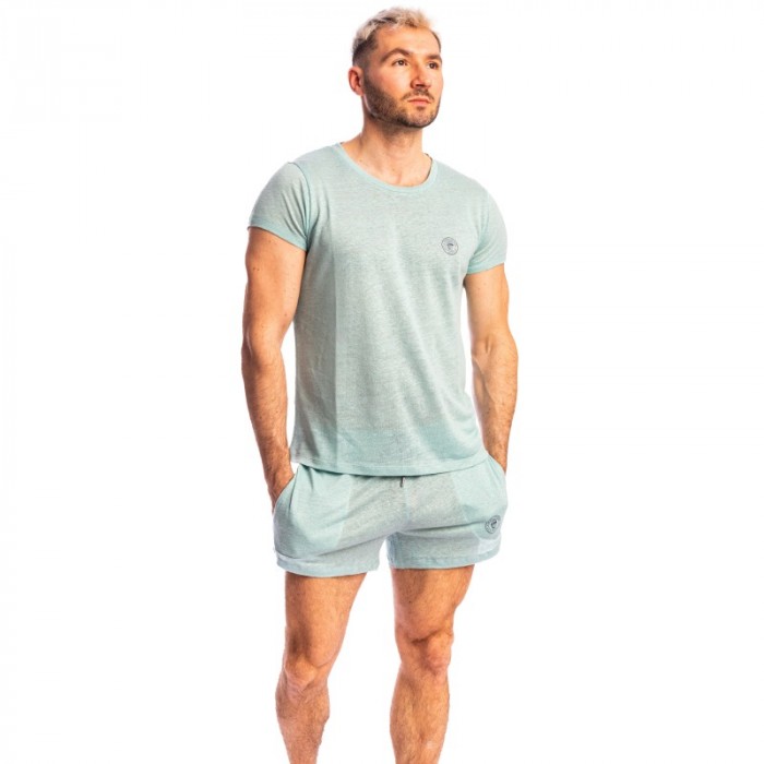 Kurze Ärmel der Marke L HOMME INVISIBLE - Nieuport Türkis - Rundhals-T-Shirt L Homme Invisible - Ref : RW32 NIE C21