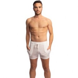 Short de la marque L HOMME INVISIBLE - Nieuport Blanc - Short Lounge Court L Homme Invisible - Ref : RW29 NIE 002