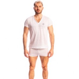 Kurze Ärmel der Marke L HOMME INVISIBLE - Nieuport Weiß - T-Shirt mit V-Ausschnitt L Homme Invisible - Ref : RW31 NIE 002