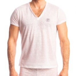 Mangas cortas de la marca L HOMME INVISIBLE - Nieuport Blanco - Camiseta con cuello de pico L Homme Invisible - Ref : RW31 NIE 0