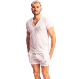 Kurze Ärmel der Marke L HOMME INVISIBLE - Nieuport Weiß - T-Shirt mit V-Ausschnitt L Homme Invisible - Ref : RW31 NIE 002