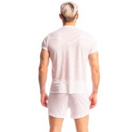 Kurze Ärmel der Marke L HOMME INVISIBLE - Nieuport Weiß - T-Shirt mit V-Ausschnitt L Homme Invisible - Ref : RW31 NIE 002