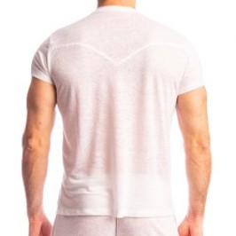 Kurze Ärmel der Marke L HOMME INVISIBLE - Nieuport Weiß - T-Shirt mit V-Ausschnitt L Homme Invisible - Ref : RW31 NIE 002