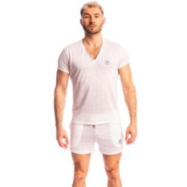 Mangas cortas de la marca L HOMME INVISIBLE - Nieuport Blanco - Camiseta con cuello de pico L Homme Invisible - Ref : RW31 NIE 0