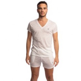 Kurze Ärmel der Marke L HOMME INVISIBLE - Nieuport Weiß - T-Shirt mit V-Ausschnitt L Homme Invisible - Ref : RW31 NIE 002