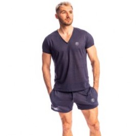 Mangas cortas de la marca L HOMME INVISIBLE - Nieuport Navy - Camiseta con cuello de pico L Homme Invisible - Ref : RW31 NIE M47