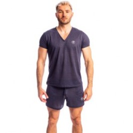 Kurze Ärmel der Marke L HOMME INVISIBLE - Nieuport Navy- T-Shirt mit V-Ausschnitt L Homme Invisible - Ref : RW31 NIE M47