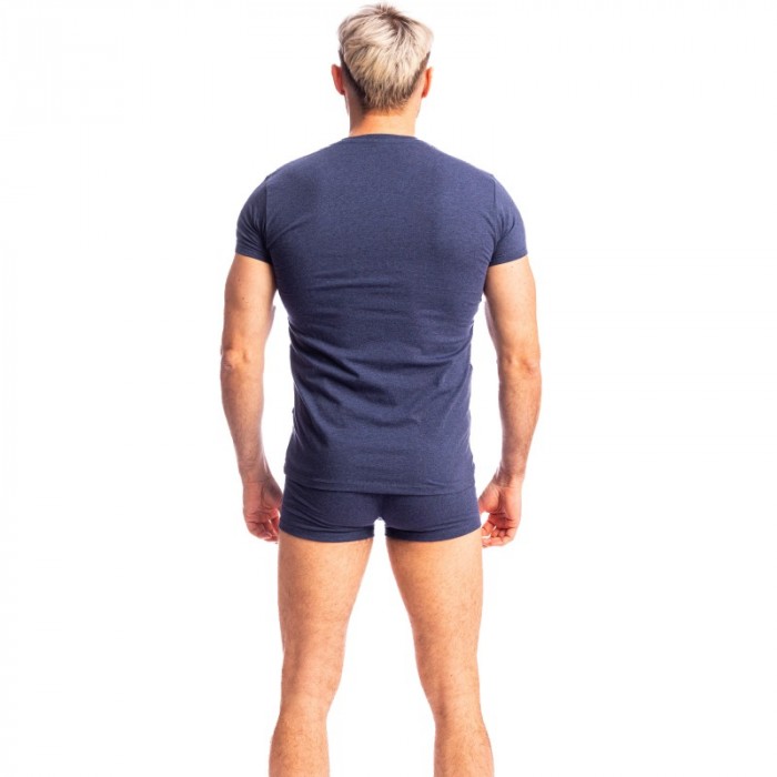 Kurze Ärmel der Marke L HOMME INVISIBLE - Bleu de Chine - T-Shirt mit V-Ausschnitt L Homme Invisible - Ref : MY61 C49