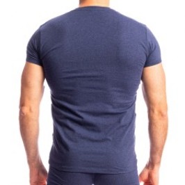 Mangas cortas de la marca L HOMME INVISIBLE - Bleu de Chine - Camiseta con cuello V L Homme Invisible - Ref : MY61 C49