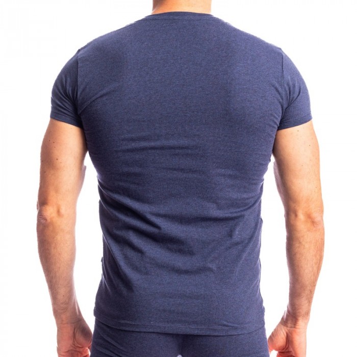 Manches courtes de la marque L HOMME INVISIBLE - Bleu de Chine - T-shirt Col V L Homme Invisible - Ref : MY61 C49