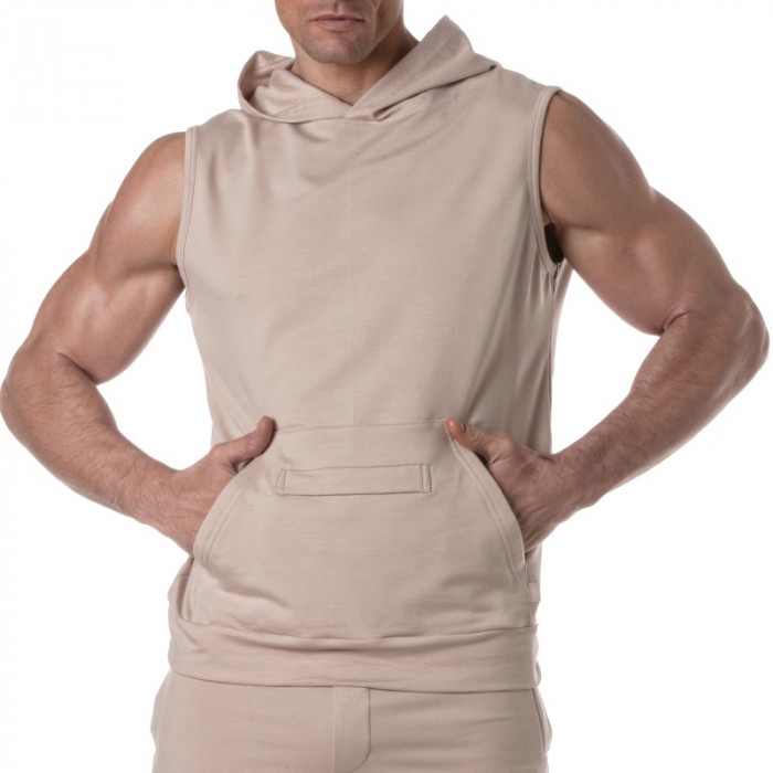 Top of the brand TOF PARIS - Sleeveless Hoodie Bamboo Tof Paris - Beige - Ref : TOF440BE