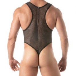 Body der Marke TOF PARIS - Tof Paris Mesh Circuit Tanga Body Schwarz - Ref : TOF453N