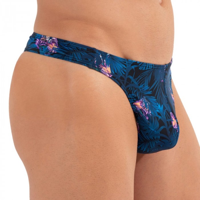 Thong of the brand HOM - G-String HOM Funky Styles - navy tiger and floral print - Ref : 402895 40P0RA