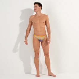 Tanga de la marca HOM - G-string HOM Funky Styles - Estampado Amarillo - Ref : 402895 40P0YE