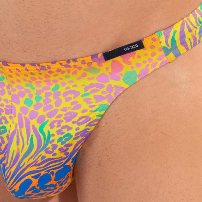 Tanga de la marca HOM - G-string HOM Funky Styles - Estampado Amarillo - Ref : 402895 40P0YE