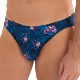 Slip, Tanga de la marque HOM - Micro Slip Comfort HOM Funky Styles - navy imprimé tigre et floral - ÉDITION LIMITÉE - Ref : 4028