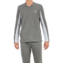 Loungewear del marchio EDEN PARK - Pigiama Eden Park Plain con scollo a V grigio - Ref : E502F23 927