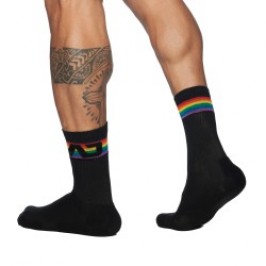 Chaussettes & socquettes de la marque ADDICTED - Chaussettes AD Rainbow - Noire - Ref : AD839 C10