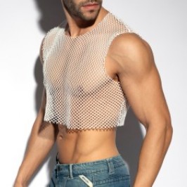 Tank top der Marke ES COLLECTION - Crop Top Beachy Net Midriff - Blanc - Ref : TS338 C01