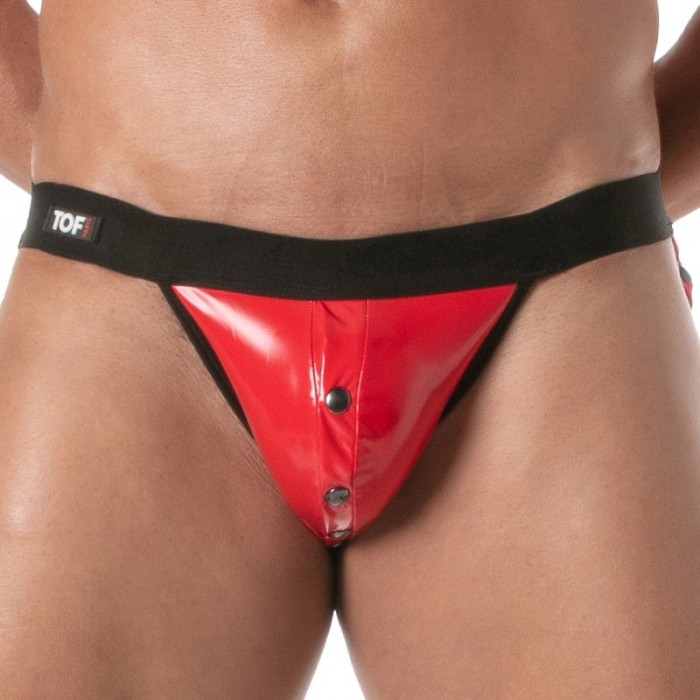 Jock Strap der Marke TOF PARIS - Jockstraps mit Druckknöpfen Vinyl Tof Paris - Rot - Ref : TOF497R