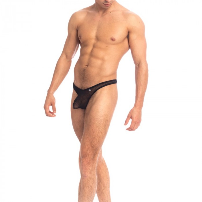 Thong of the brand QURIOSÉ - Sheer Sensations - Thong Bikini Quriosé - Ref : QU02 MES BLK