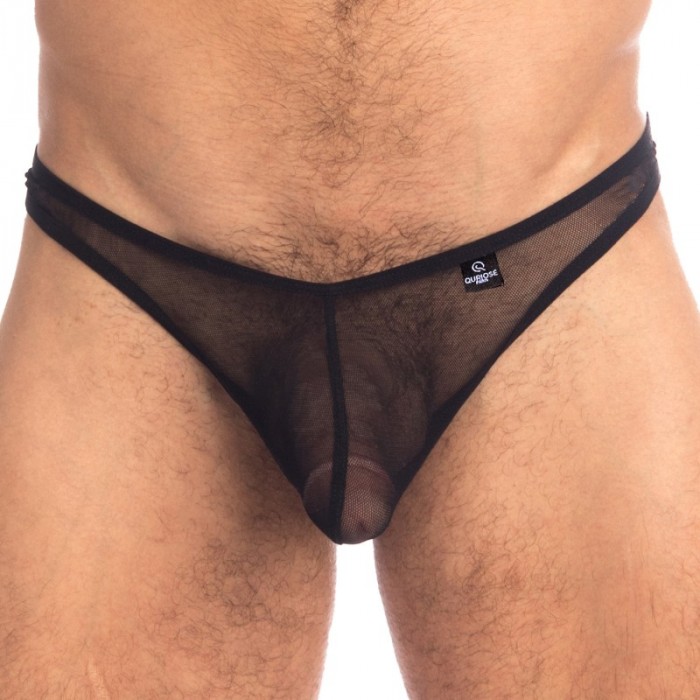 Thong of the brand QURIOSÉ - Sheer Sensations - Thong Bikini Quriosé - Ref : QU02 MES BLK