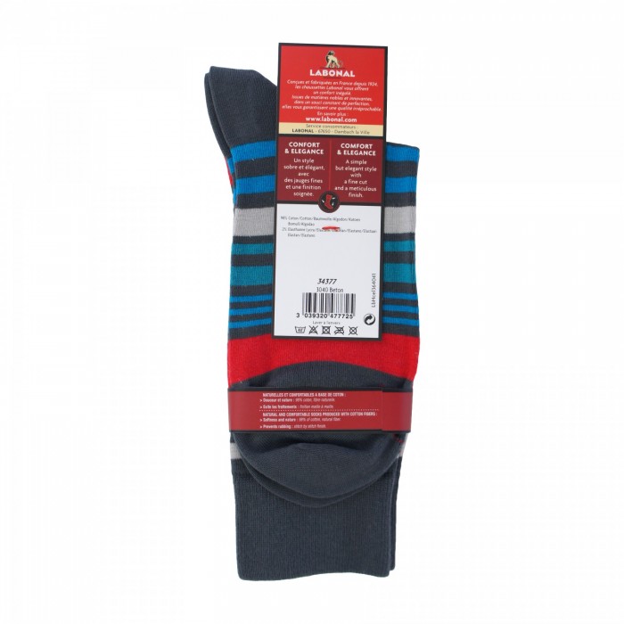  Chaussettes Rayures colorées Béton - LABONAL 34377 3040 