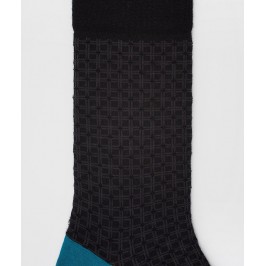  Chaussettes Bicolores quadrillage Laine Noir - LABONAL 38988 8017 