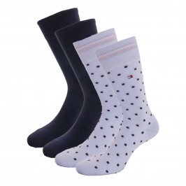  Lot de 2 paires de chaussettes à pois - bleu - TOMMY HILFIGER 100002654-002 