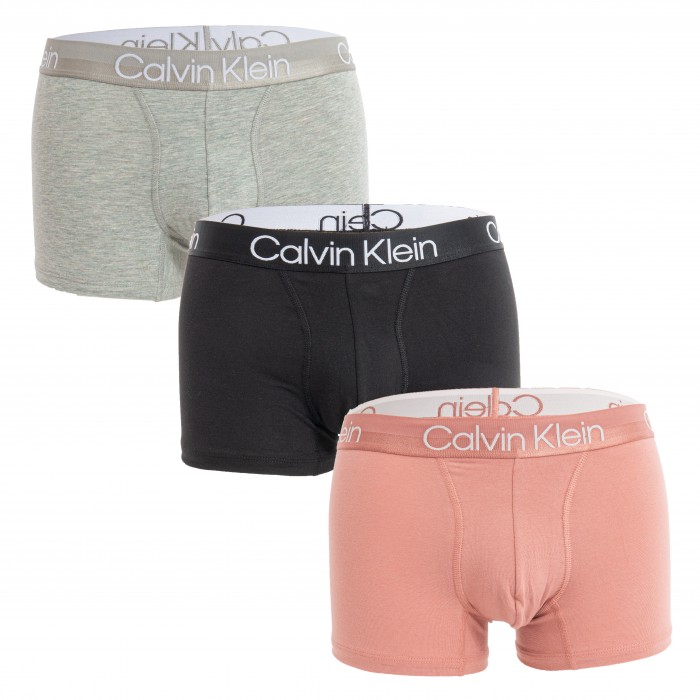  Set di 3 Boxer Modern Structure - grigio, nero e uva rossa - CALVIN KLEIN NB2970A-1RM 