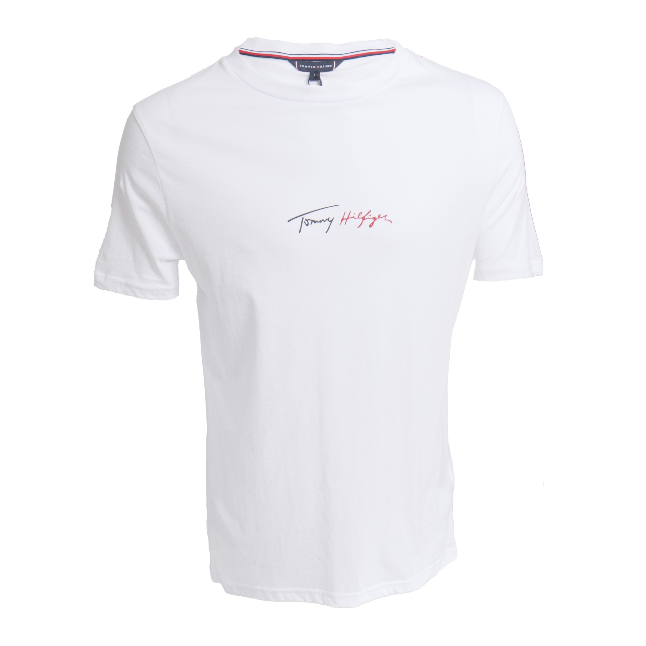 signature logo round with T-shirt Tshirts for - Tommy neck white: