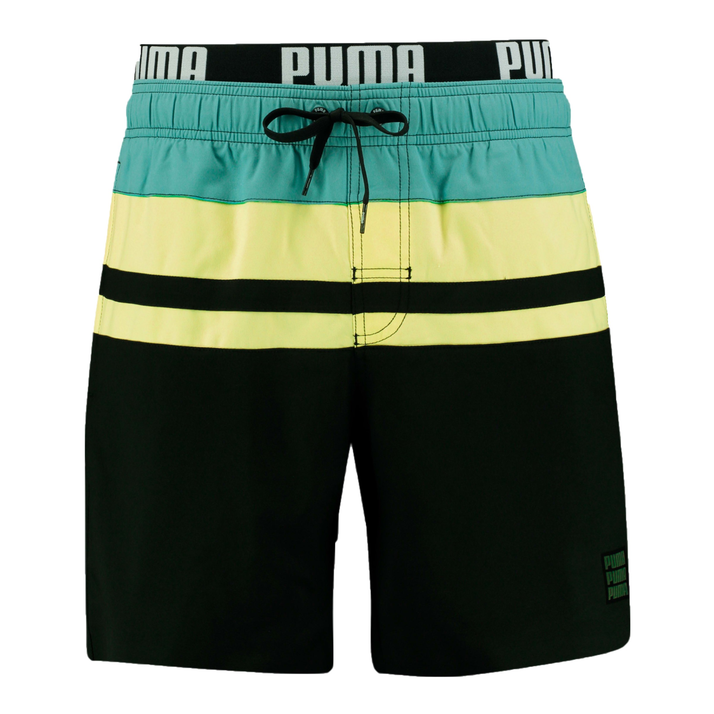 PUMA Swim Heritage Stripe Mid-Length Swim Shorts - Mineral Blue: Sw