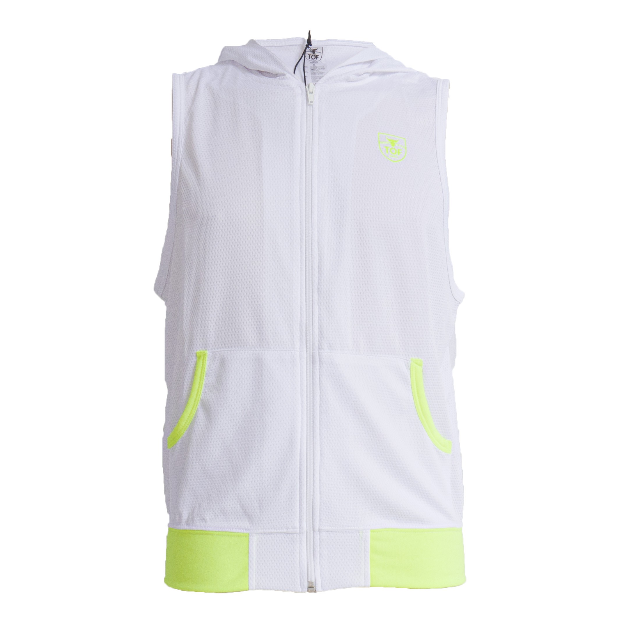 Mesh Sleeveless Hoodie - white: Jackets for man brand TOF Paris for...