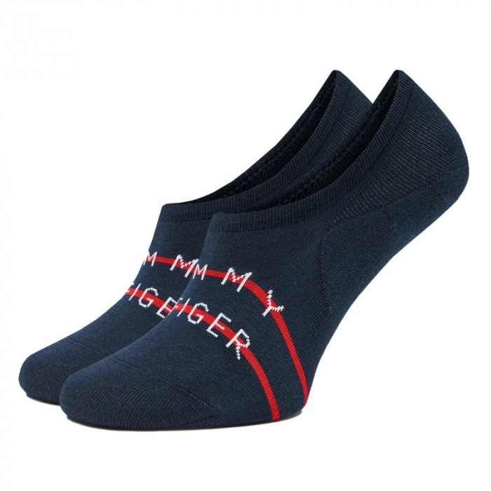 Chaussettes & socquettes de la marque TOMMY HILFIGER - Lot de 2 paires de footlet à drapeau Tommy - navy - Ref : 701223928 002