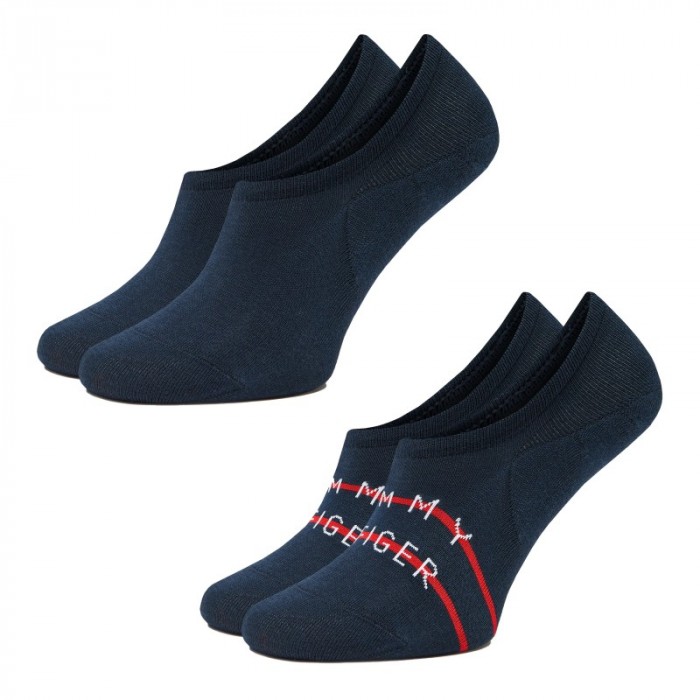 Chaussettes & socquettes de la marque TOMMY HILFIGER - Lot de 2 paires de footlet à drapeau Tommy - navy - Ref : 701223928 002