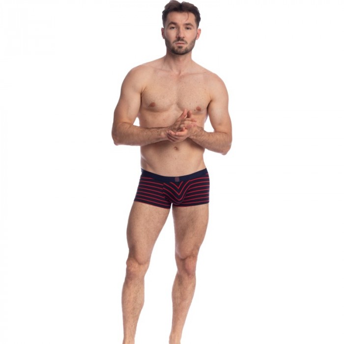 Boxershorts, Shorty der Marke L HOMME INVISIBLE - Querelle de Brest - Hipster Push-Up marineblau und rot - Ref : MY39 QDB 949