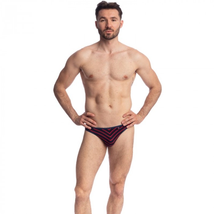 Slip del marchio L HOMME INVISIBLE - Querelle De Brest - Mini Slip blu navy e rosso - Ref : MY44 QDB 949